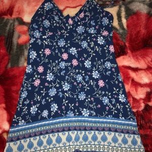 Mini Deep Blue Floral Dress
